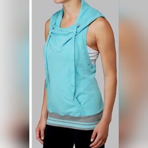 Lululemon Athletica Sz 4 Turquoise Blue Sleeveless Tank Hoodie Sporty&Casual Y2K